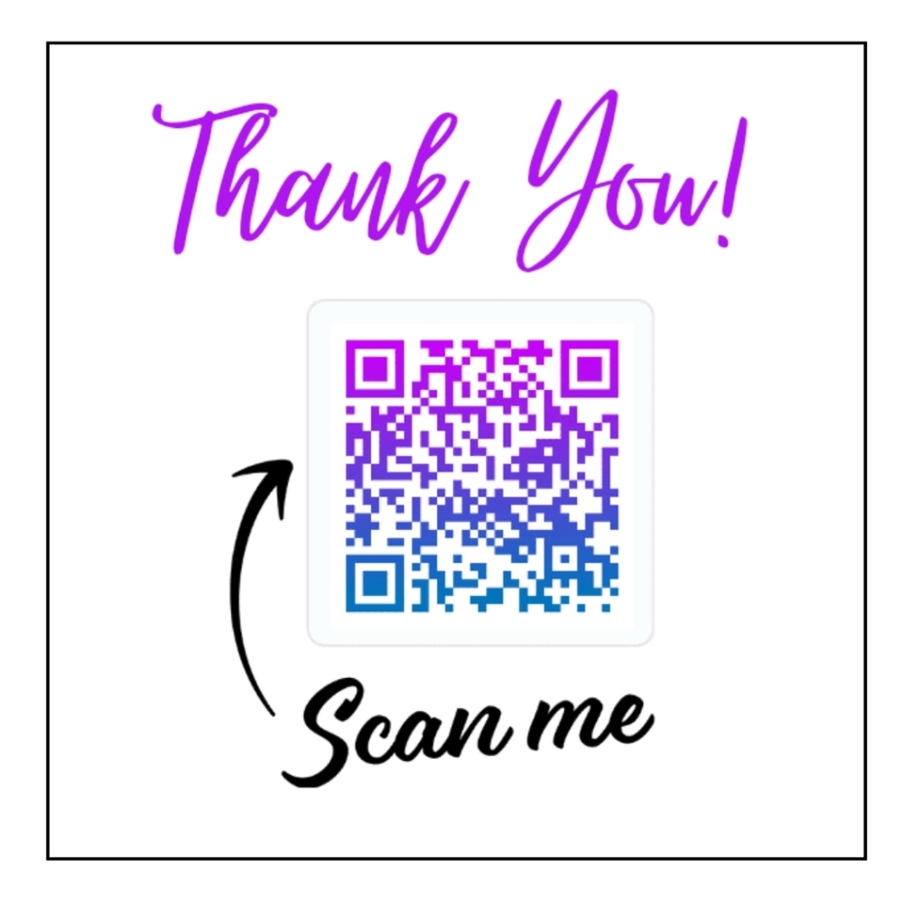 ♥️ 5x25 / 60 Thank  Thank you stickers with Code QR 2" x 2"